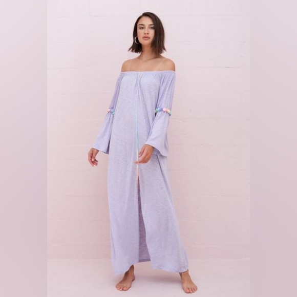 PITUSA * Stephanie Gottlieb Purple Rainbow Slit Pastel Gypsy Dress Size Petite - Picture 1 of 12